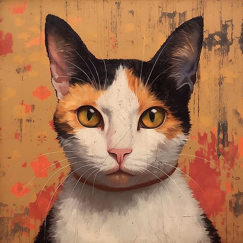 Close-up graphic of calico cat Animals Print